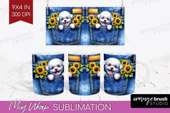 Denim Mug Wrap - Dog In Pocket Mug PNG Sublimation Product Image 1