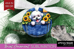 Denim Ornament PNG - Dog In Pocket PNG Sublimation Product Image 1