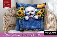 Denim Pillow Sublimation - Dog In Pocket Pillow Cover PNG Product Image 1