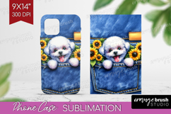 Denim Phone Case PNG - Dog In Pocket Case PNG Sublimation Product Image 1