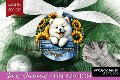 Denim Ornament PNG - Dog In Pocket PNG Sublimation Product Image 1