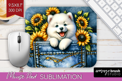 Denim Mouse Pad Sublimation - Dog In Pocket Mousepad PNG Product Image 1