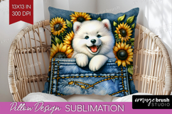 Denim Pillow Sublimation - Dog In Pocket Pillow Cover PNG Product Image 1