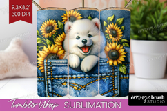 Denim Tumbler Wrap - Dog In Pocket Tumbler PNG Sublimation Product Image 1