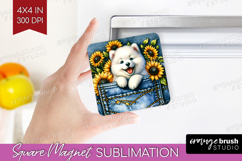 Denim Magnet Sublimation - Dog In Pocket Square Magnet PNG Product Image 1
