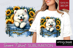 Denim Square Tshirt Background - Dog In Pocket PNG Product Image 1
