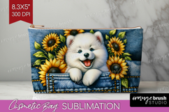 Denim Cosmetic Bag - Dog In Pocket Makeup Bag PNG Product Image 1