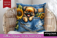 Denim Pillow Sublimation - Dog In Pocket Pillow Cover PNG Product Image 1