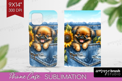 Denim Phone Case PNG - Dog In Pocket Case PNG Sublimation Product Image 1