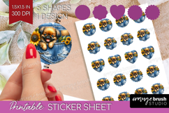 Denim Round Sticker - Dog In Pocket Printable Sticker Sheet Product Image 1