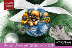 Denim Ornament PNG - Dog In Pocket PNG Sublimation Product Image 1