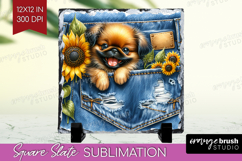 Denim Slate PNG - Dog In Pocket Square Slate Sublimation Product Image 1