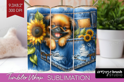 Denim Tumbler Wrap - Dog In Pocket Tumbler PNG Sublimation Product Image 1