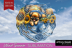 Denim Wind Spinner Sublimation PNG - Dog In Pocket Round Product Image 1