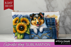 Denim Cosmetic Bag - Dog In Pocket Makeup Bag PNG Product Image 1