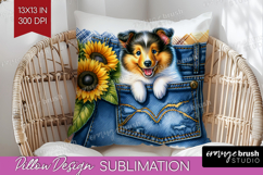 Denim Pillow Sublimation - Dog In Pocket Pillow Cover PNG Product Image 1