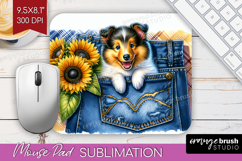 Denim Mouse Pad Sublimation - Dog In Pocket Mousepad PNG Product Image 1