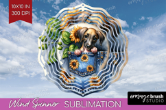 Denim Wind Spinner Sublimation PNG - Dog In Pocket Round Product Image 1