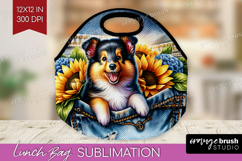 Denim Lunch Bag - Dog In Pocket Lunch Bug PNG Sublimation Product Image 1