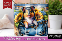 Denim Tumbler Wrap - Dog In Pocket Tumbler PNG Sublimation Product Image 1