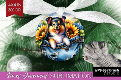 Denim Ornament PNG - Dog In Pocket PNG Sublimation Product Image 1