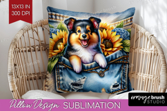 Denim Pillow Sublimation - Dog In Pocket Pillow Cover PNG Product Image 1
