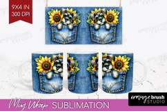 Denim Mug Wrap - Dog In Pocket Mug PNG Sublimation Product Image 1