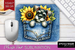 Denim Mouse Pad Sublimation - Dog In Pocket Mousepad PNG Product Image 1