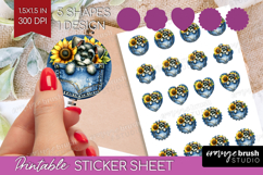 Denim Round Sticker - Dog In Pocket Printable Sticker Sheet Product Image 1