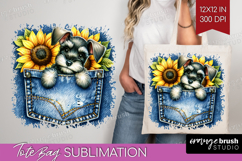 Denim Tote Bag - Dog In Pocket Tote Bag PNG Sublimation Product Image 1