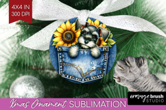 Denim Ornament PNG - Dog In Pocket PNG Sublimation Product Image 1