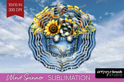 Denim Wind Spinner Sublimation PNG - Dog In Pocket Round Product Image 1