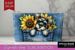 Denim Cosmetic Bag - Dog In Pocket Makeup Bag PNG Product Image 1