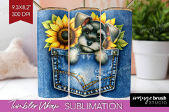 Denim Tumbler Wrap - Dog In Pocket Tumbler PNG Sublimation Product Image 1