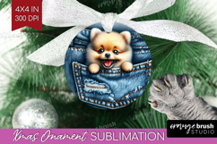 Denim Ornament PNG - Dog In Pocket PNG Sublimation Product Image 1