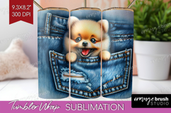 Denim Tumbler Wrap - Dog In Pocket Tumbler PNG Sublimation Product Image 1