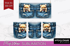 Denim Mug Wrap - Dog In Pocket Mug PNG Sublimation Product Image 1