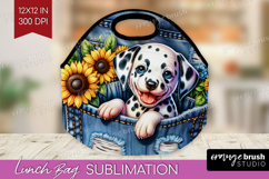 Denim Lunch Bag - Dog In Pocket Lunch Bug PNG Sublimation Product Image 1