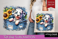 Denim Tote Bag - Dog In Pocket Tote Bag PNG Sublimation Product Image 1