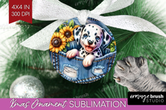 Denim Ornament PNG - Dog In Pocket PNG Sublimation Product Image 1