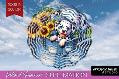 Denim Wind Spinner Sublimation PNG - Dog In Pocket Round Product Image 1