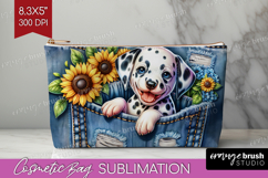 Denim Cosmetic Bag - Dog In Pocket Makeup Bag PNG Product Image 1