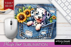 Denim Mouse Pad Sublimation - Dog In Pocket Mousepad PNG Product Image 1