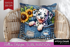 Denim Pillow Sublimation - Dog In Pocket Pillow Cover PNG Product Image 1