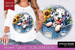 Denim Round Tshirt Background - Dog In Pocket PNG Product Image 1