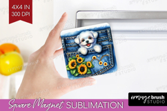 Denim Magnet Sublimation - Dog In Pocket Square Magnet PNG Product Image 1