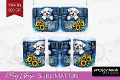 Denim Mug Wrap - Dog In Pocket Mug PNG Sublimation Product Image 1