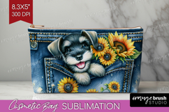 Denim Cosmetic Bag - Dog In Pocket Makeup Bag PNG Product Image 1