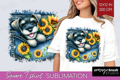 Denim Square Tshirt Background - Dog In Pocket PNG Product Image 1