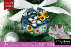 Denim Ornament PNG - Dog In Pocket PNG Sublimation Product Image 1